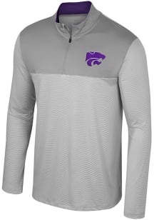 Colosseum K-State Wildcats Mens Grey Tuck Long Sleeve 1/4 Zip Pullover