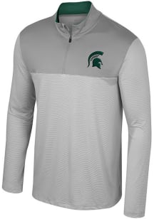 Colosseum Michigan State Spartans Mens Grey Tuck Long Sleeve 1/4 Zip Pullover