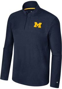Colosseum Michigan Wolverines Mens Navy Blue Marty Long Sleeve 1/4 Zip Pullover