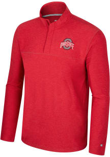 Colosseum Ohio State Buckeyes Mens Red Marty Long Sleeve 1/4 Zip Pullover