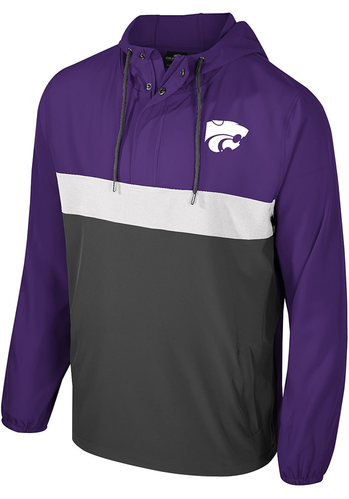 Colosseum K-State Wildcats Mens Purple Wilkes Packable Anorak Light Weight Jacket
