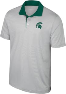 Mens Michigan State Spartans Grey Colosseum Tuck Short Sleeve Polo Shirt