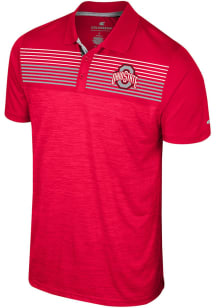 Colosseum Ohio State Buckeyes Mens Red Langmore Short Sleeve Polo