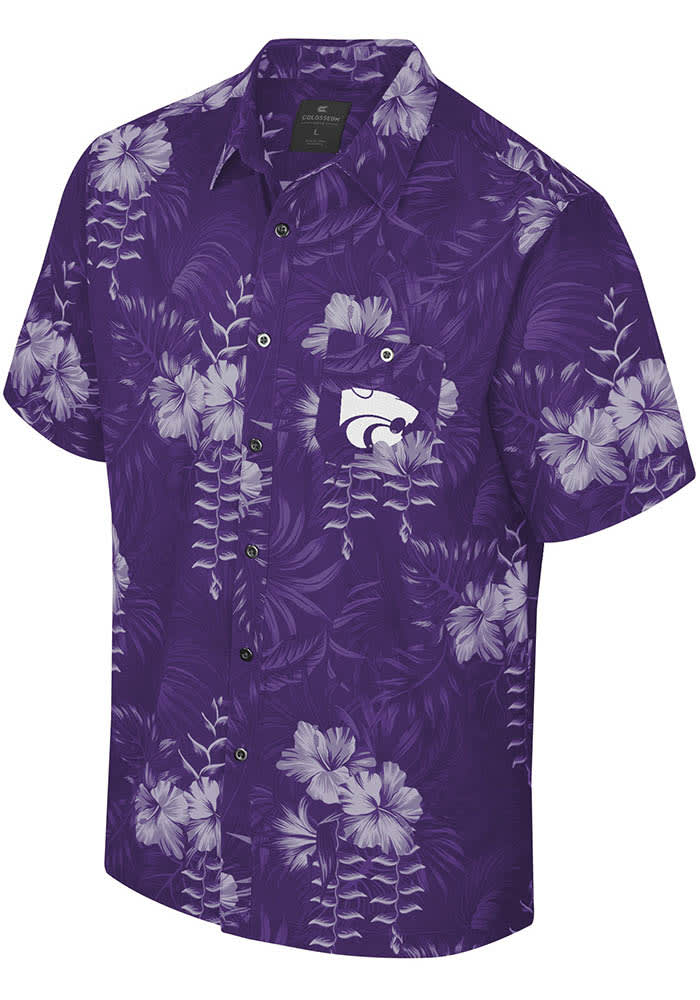 Colosseum K-State Wildcats Mens Purple Camino Camp Short Sleeve Dress Shirt