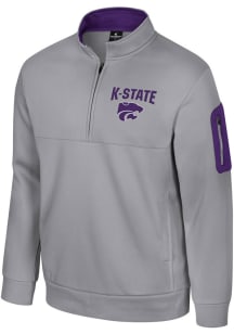 Mens K-State Wildcats Grey Colosseum Hits The Road Fleece Qtr Zip Pullover