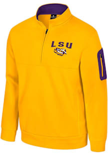 Colosseum LSU Tigers Mens Gold Hits The Road Fleece Long Sleeve Qtr Zip Pullover