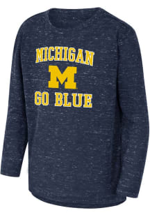 Youth Michigan Wolverines Navy Blue Colosseum Knobby No 1 Long Sleeve T-Shirt