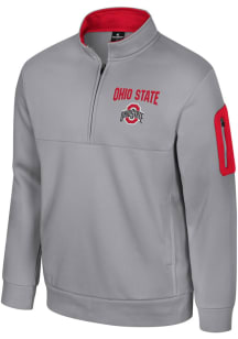 Mens Ohio State Buckeyes Grey Colosseum Hits The Road Fleece Qtr Zip Pullover
