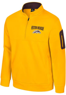Mens Western Michigan Broncos Gold Colosseum Hits The Road Fleece Qtr Zip Pullover