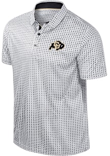 Colosseum Colorado Buffaloes Mens White Reynolds Short Sleeve Polo