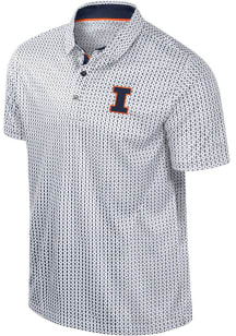 Mens Illinois Fighting Illini White Colosseum Reynolds Short Sleeve Polo Shirt