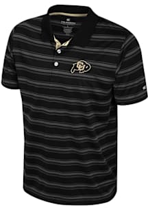 Colosseum Colorado Buffaloes Mens Black Milk Steak Short Sleeve Polo