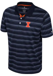 Mens Illinois Fighting Illini Navy Blue Colosseum Milk Steak Short Sleeve Polo Shirt