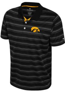 Mens Iowa Hawkeyes Black Colosseum Milk Steak Short Sleeve Polo Shirt