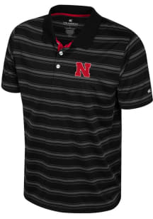Mens Nebraska Cornhuskers Black Colosseum Milk Steak Short Sleeve Polo Shirt