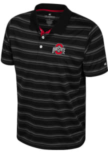 Mens Ohio State Buckeyes Black Colosseum Milk Steak Short Sleeve Polo Shirt