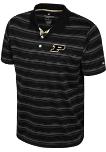 Mens Purdue Boilermakers Black Colosseum Milk Steak Short Sleeve Polo Shirt