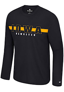 Mens Iowa Hawkeyes Black Colosseum Bar Long Sleeve T-Shirt