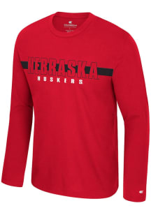 Mens Nebraska Cornhuskers Red Colosseum Bar Long Sleeve T-Shirt
