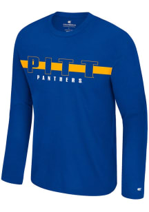 Mens Pitt Panthers Blue Colosseum Bar Long Sleeve T-Shirt