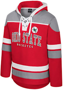 Colosseum Ohio State Buckeyes Mens Red Rivalry Hockey Long Sleeve Hoodie