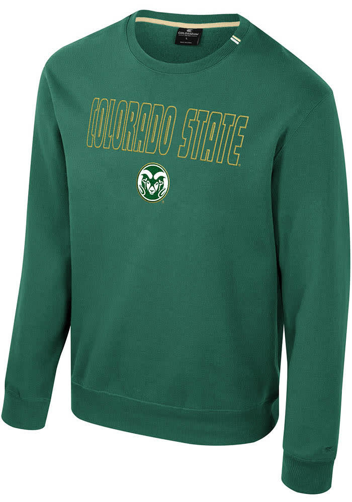 Colosseum Colorado State Rams Mens DARKGREEN Zion Crew Sweatshirt