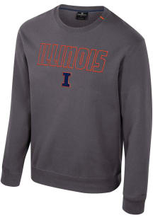 Mens Illinois Fighting Illini Charcoal Colosseum Zion Crew Sweatshirt