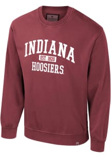 Mens Indiana Hoosiers Cardinal Colosseum Matrix Acid Wash Crew Sweatshirt