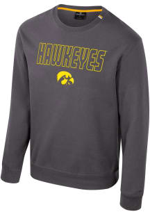 Mens Iowa Hawkeyes Charcoal Colosseum Zion Crew Sweatshirt