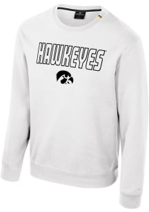 Mens Iowa Hawkeyes White Colosseum Zion Crew Sweatshirt