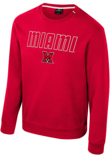 Colosseum Miami RedHawks Mens Red Zion Long Sleeve Crew Sweatshirt