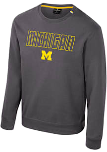 Colosseum Michigan Wolverines Mens Charcoal Zion Long Sleeve Crew Sweatshirt