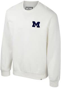 Colosseum Michigan Wolverines Mens White Agent Ribbed Long Sleeve Crew Sweatshirt