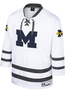 Mens Michigan Wolverines White Colosseum On The Ice Hockey Jersey