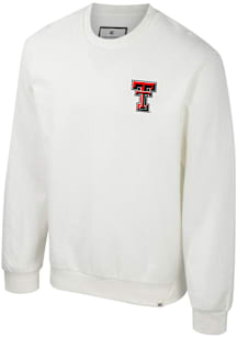 Colosseum Texas Tech Red Raiders Mens White Agent Ribbed Long Sleeve Crew Sweatshirt