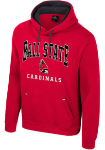 Colosseum Ball State Cardinals Mens Red Zion Long Sleeve Hoodie