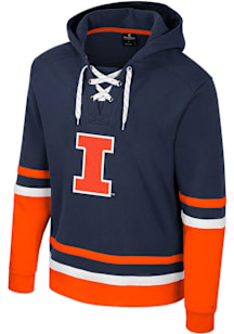 Colosseum Illinois Fighting Illini Mens Navy Blue Ringing Lace Up Hockey Long Sleeve Hoodie