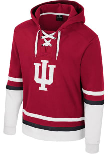 Mens Indiana Hoosiers Cardinal Colosseum Ringing Lace Up Hockey Hooded Sweatshirt