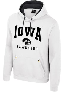 Mens Iowa Hawkeyes White Colosseum Zion Design Hooded Sweatshirt