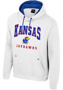 Colosseum Kansas Jayhawks Mens White Zion Long Sleeve Hoodie