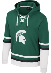 Mens Michigan State Spartans Green Colosseum Ringing Lace Up Hockey Hooded Sweatshirt