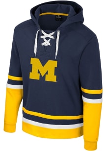 Colosseum Michigan Wolverines Mens Navy Blue Ringing Lace Up Hockey Long Sleeve Hoodie