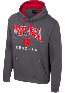 Mens Nebraska Cornhuskers Charcoal Colosseum Zion Hooded Sweatshirt