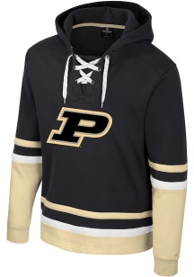 Mens Purdue Boilermakers Black Colosseum Ringing Lace Up Hockey Hooded Sweatshirt