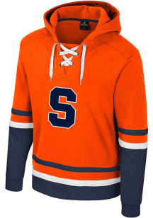 Colosseum Syracuse Orange Mens Orange Ringing Lace Up Hockey Long Sleeve Hoodie