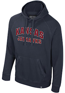 Colosseum Kansas Jayhawks Mens Navy Blue Matrix Acid Wash Fashion Hood