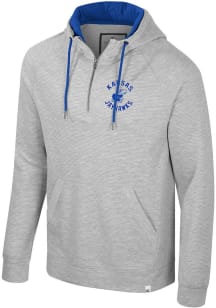 Colosseum Kansas Jayhawks Mens Grey Switch Quilted Zip Fashion Hood