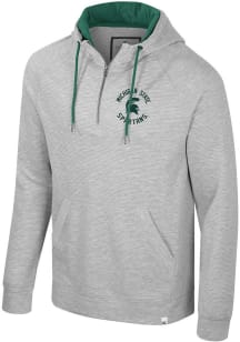 Mens Michigan State Spartans Grey Colosseum Switch Quilted Zip Long Sleeve Fashion Hood