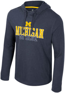 Mens Michigan Wolverines Navy Blue Colosseum Neo Lightweight Long Sleeve Fashion Hood