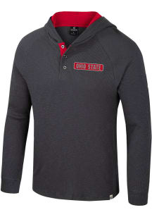 Mens Ohio State Buckeyes Charcoal Colosseum Dujour Henley Long Sleeve Fashion Hood